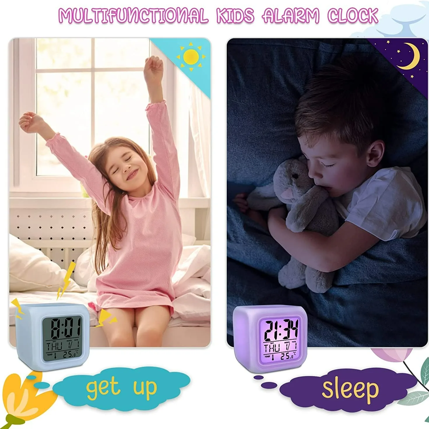Lovely Colorful Cube Alarm Clock - Creative Luminous Home Alarm Clock