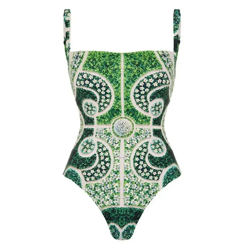 

New Ethnic Style Printed One-piece Swimsuit Set for Women, Popular Item