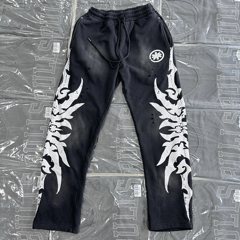 

Модные спортивные брюки в стиле ретро с принтом, в американском стиле, для мужчин и женщин, с эластичной резинкой на талии, свободного кроя, длинные брюки