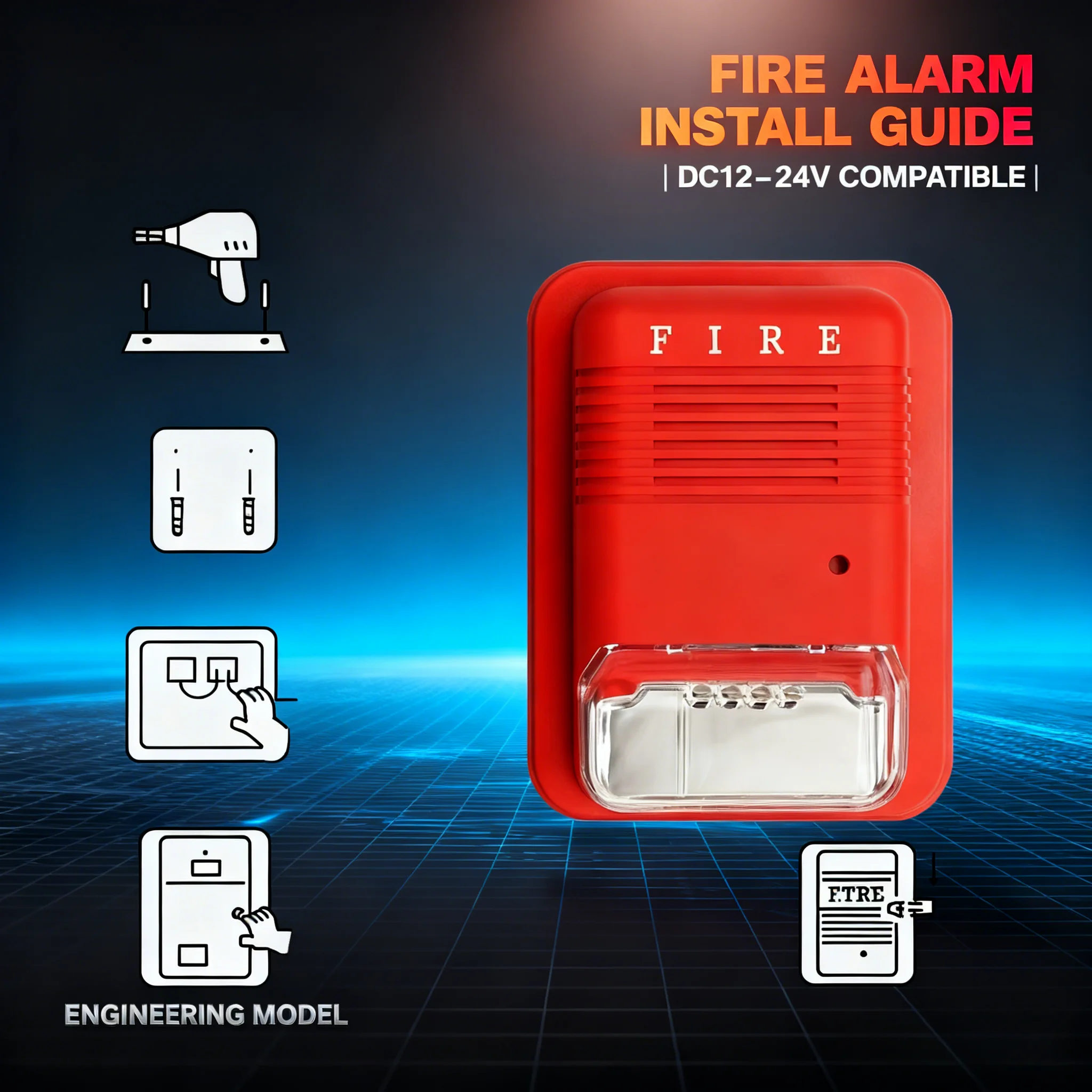 

Неполяризованная проводка, пожарная сирена 120 дБ, светодиодный стробоскоп, 3 режима звука, 12–24 В постоянного тока, готовый к зиму для магазинов