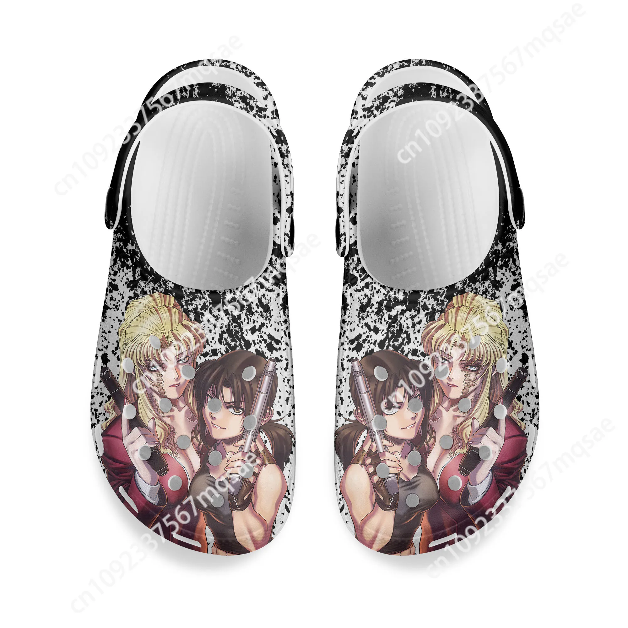 Japanese Anime Hot Black Lagoon Home Clogs Custom Water Shoes Mens Womens Teenager Shoe Garden Clog Beach Hole Black Slippers