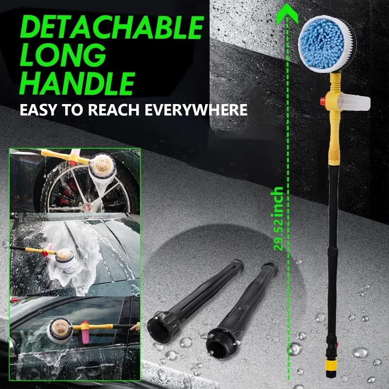 Automatic Rotating Car Wash Brush 360 Degree Rotating Adjustable Soaking Car Wash Brush Long Handle Telescopic Car Wash Brush