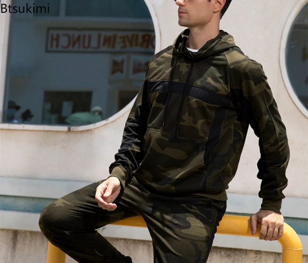 2025 Men's Autumn Winter Sport Casual Sets Camouflage Pullover Hoodies and Pants Two Pieces Street Loose Harajuku Men Tracksuits