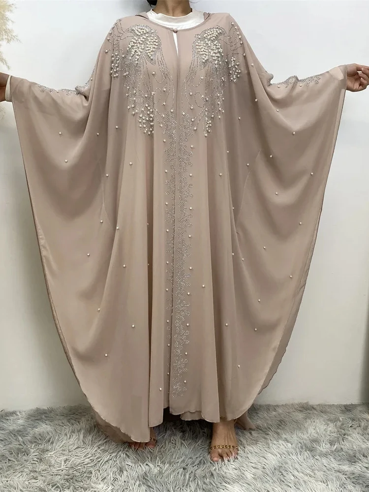 Afrykańskie kobiety Eid muzułmańskie Abaya sukienka z kapturem Ramadan maroko kardigan diamenty Abayas Dubai Kaftan Islam długa suknia perły Arab