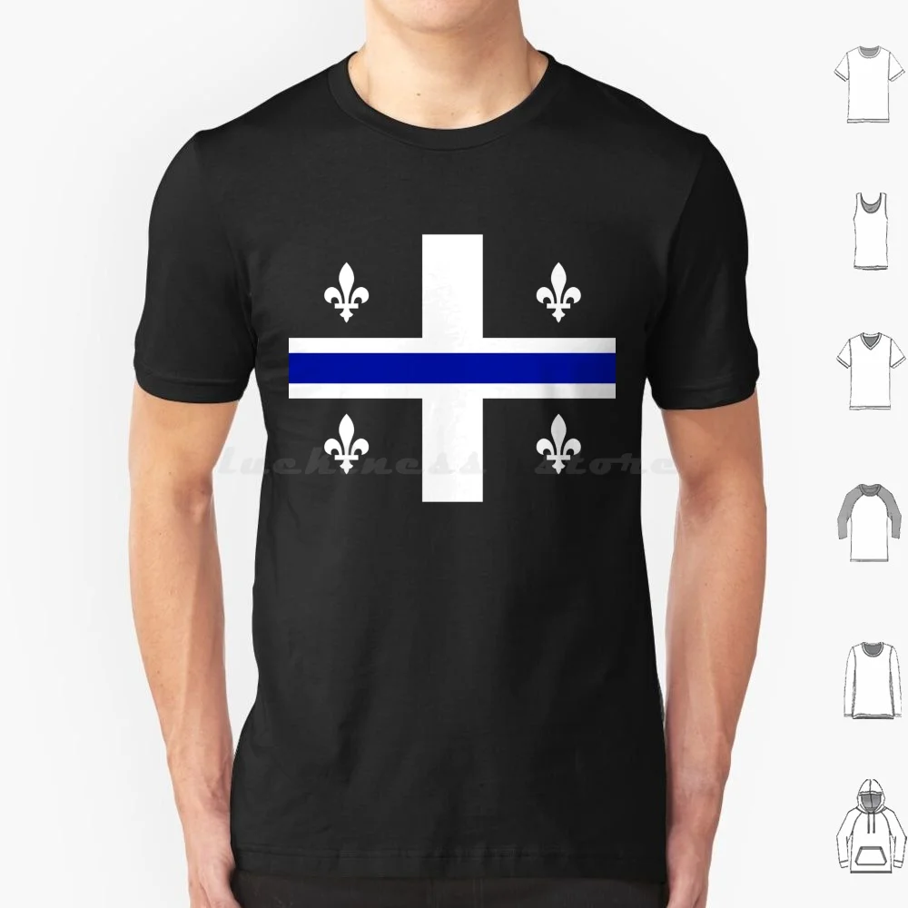 Quebec Flag Thin Blue Line Cop Police Sq Black And White Fleurs De Lys Hd High Quality Online Store T Shirt Cotton Men Women