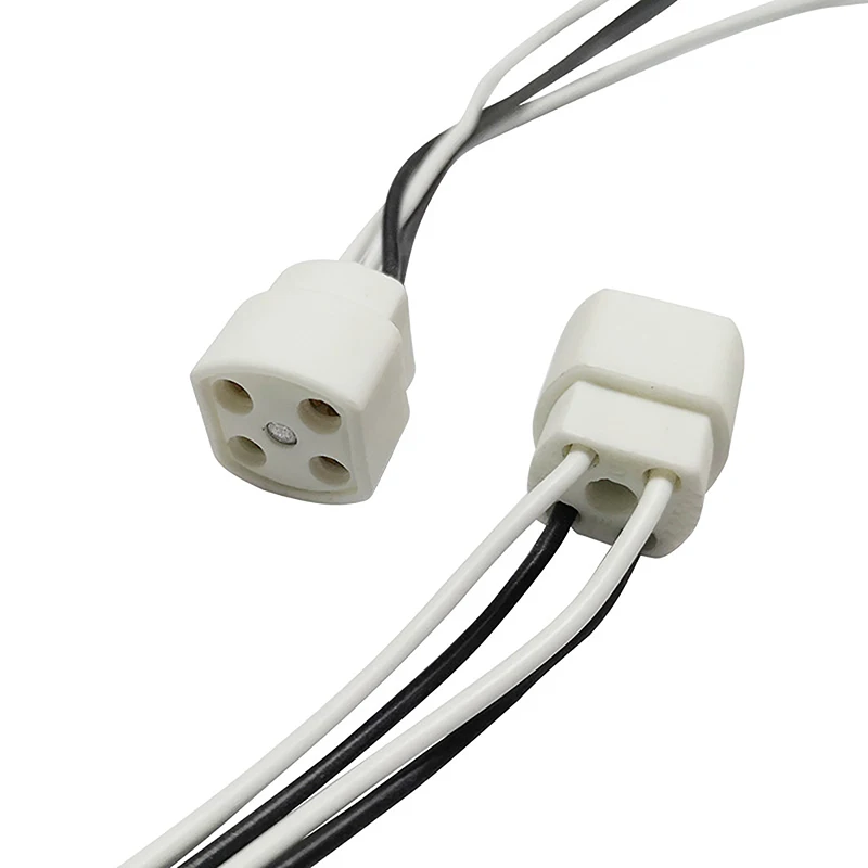 1Pcs G10Q Lamp Holder With 15/25cm Long Cable Ring Lamp Plug 4pins Lamp Base Insulating Tube Ultraviolet Light Lamp Base