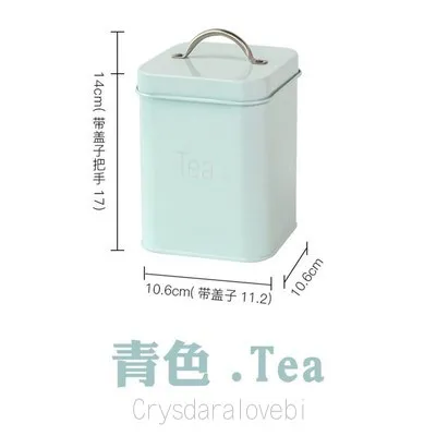 3Pcs/Set 10.6*10.6*14cm Creamy-white Cyan-blue Square Sealed Jar Coffee Pot Tea Caddy Sugar Bowl Milk Powder Can Moisture-proof