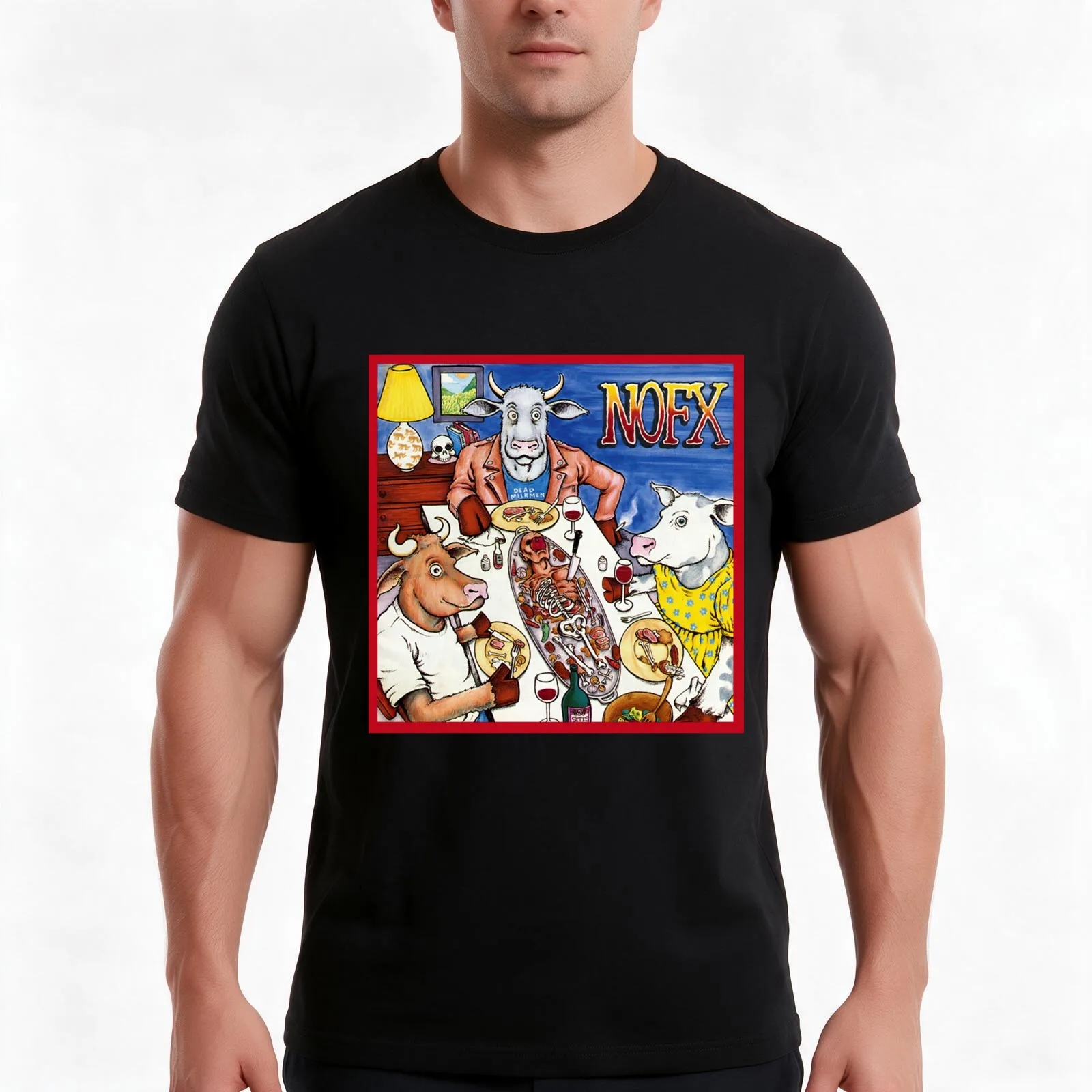 NOFX liberal animation T-Shirt, Summer Casual Cotton Tee, Oversized Streetwear Tops, Vintage Graphic Print, Unisex Men Women