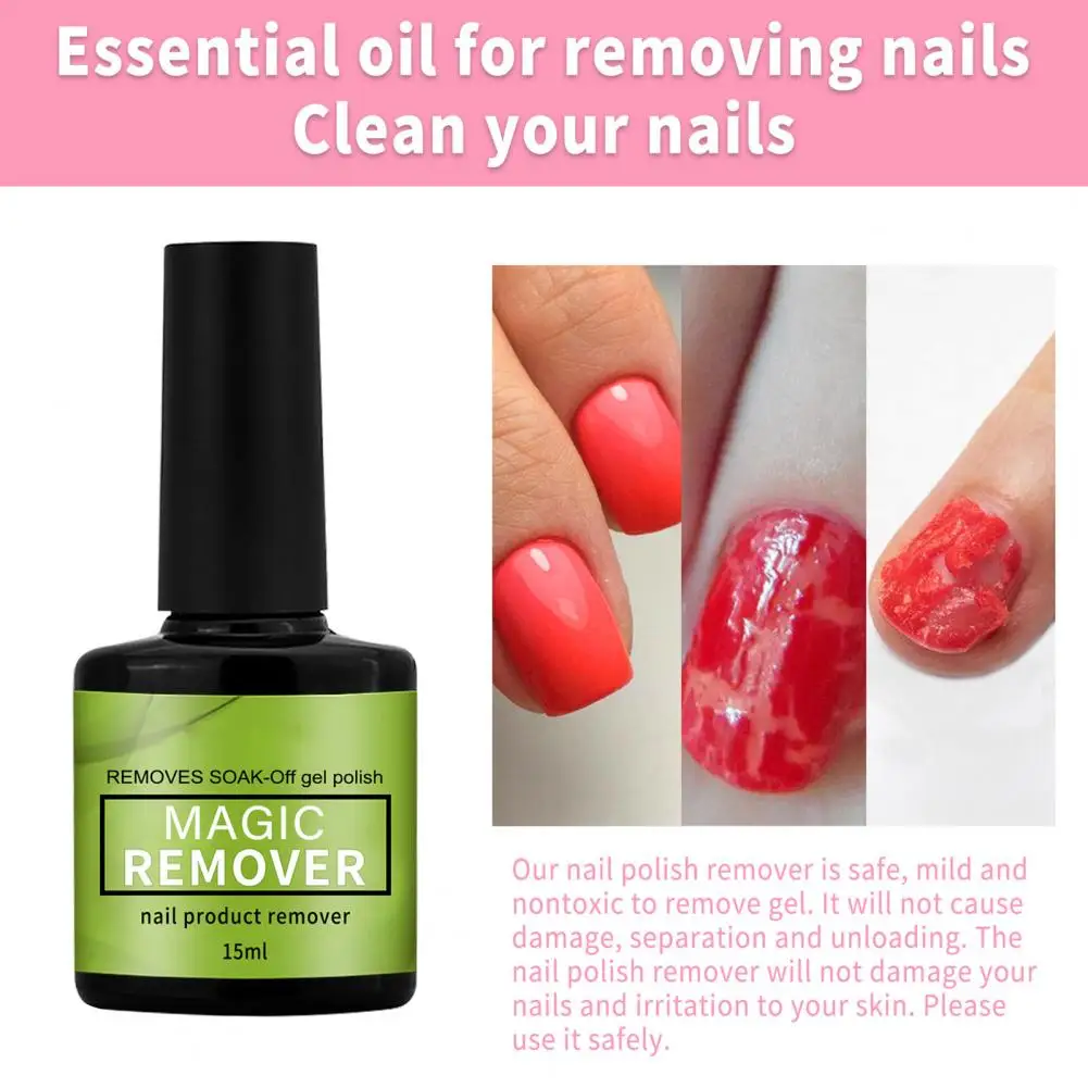 Cola para unhas falsas, Gel Magic Polish, Removedor Sintético, Removedor de esmalte suave, Eficaz, 15ml