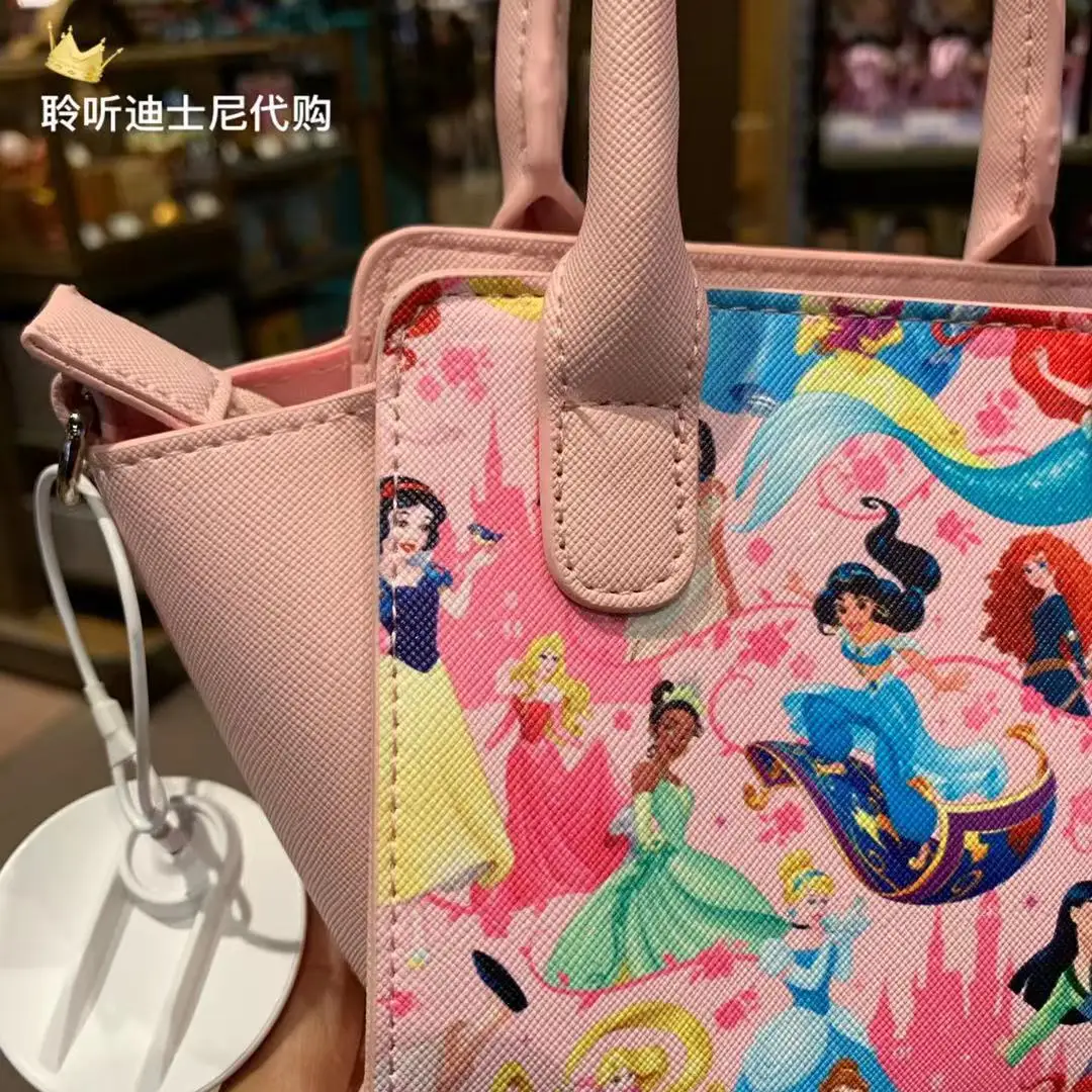 Disney  New Authentic Cartoon Snow White Cinderella Girls Handbag High Quality Fashion Luxury Girl One-shoulder Messenger Bag