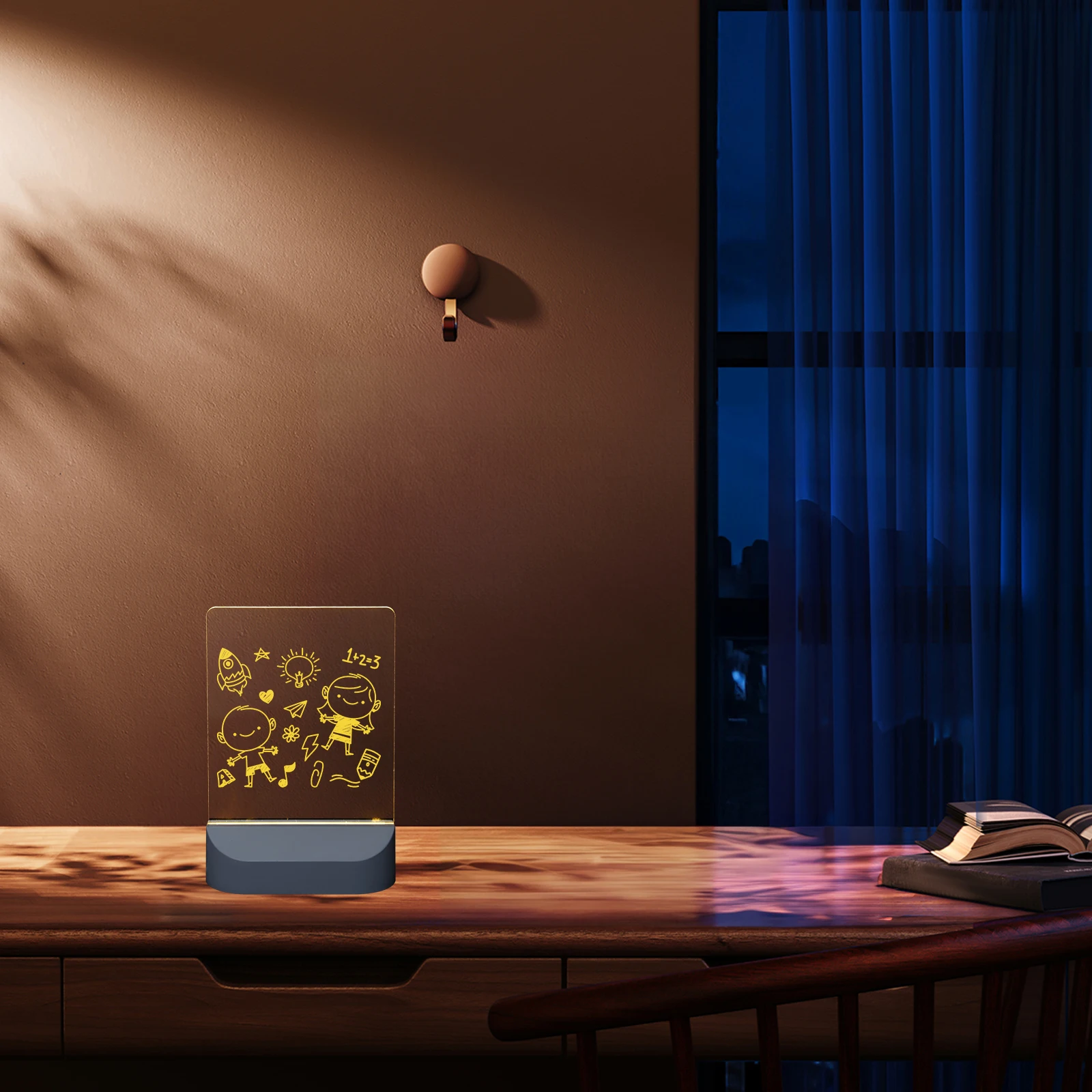 مجموعة واحدة من لوحة الرسم LED الأكريليك DIY القابلة لإعادة الكتابة، لوحة كتابة إبداعية قابلة للمسح للغرفة #6