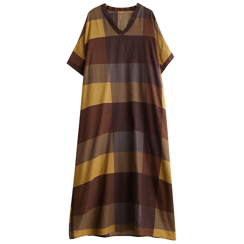 Letnia kwiecista sukienka w stylu vintage, długa, z dekoltem w serek, retro, z bawełny i lnu, jednoczęściowa spódnica, duży rozmiar, długa, do pracy, z nadrukiem...