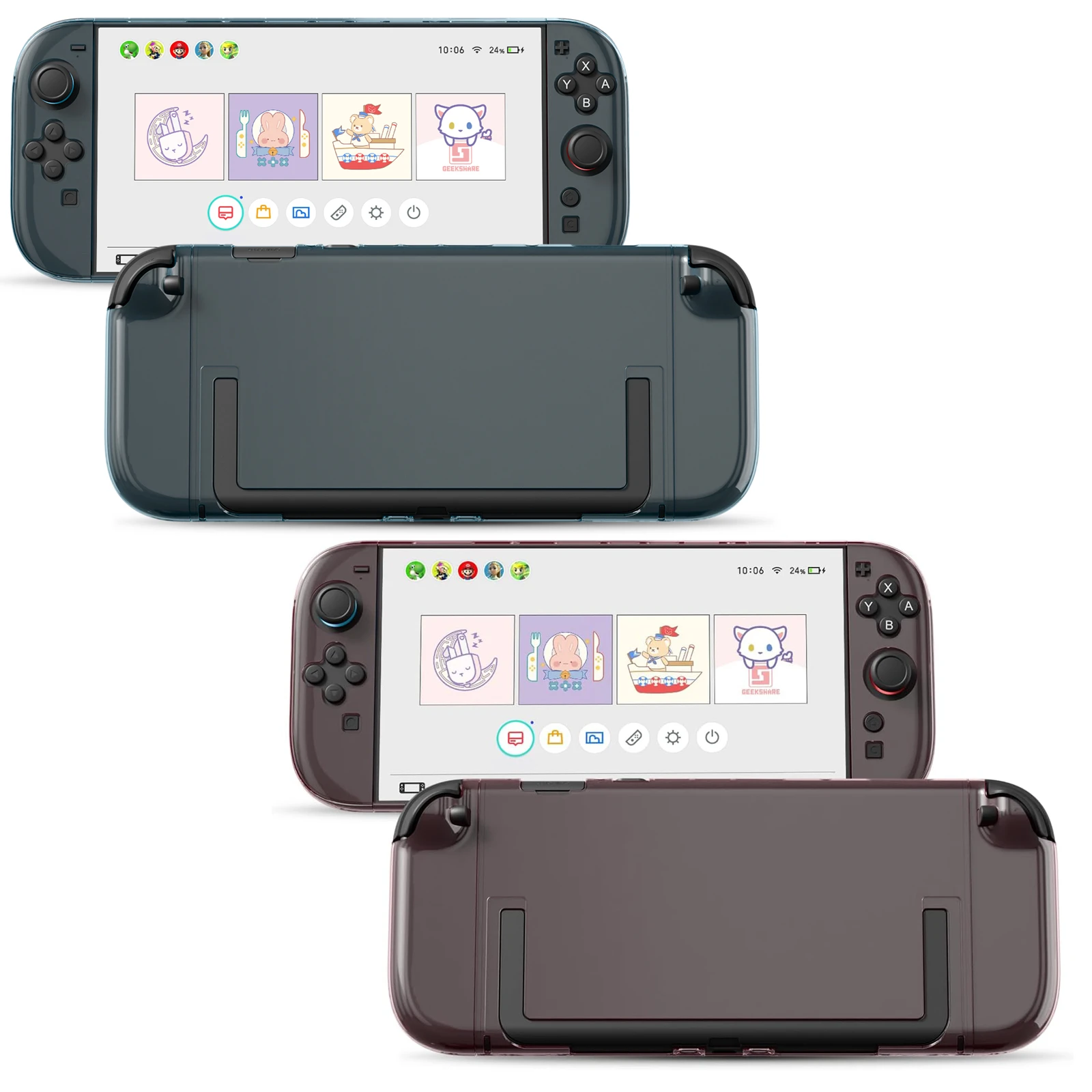 

GeekShare Hard Case Compatible with Switch 2 (2025), Protective Cover for Switch 2 with Detachable JC Handle, Crystal Blue/Pink
