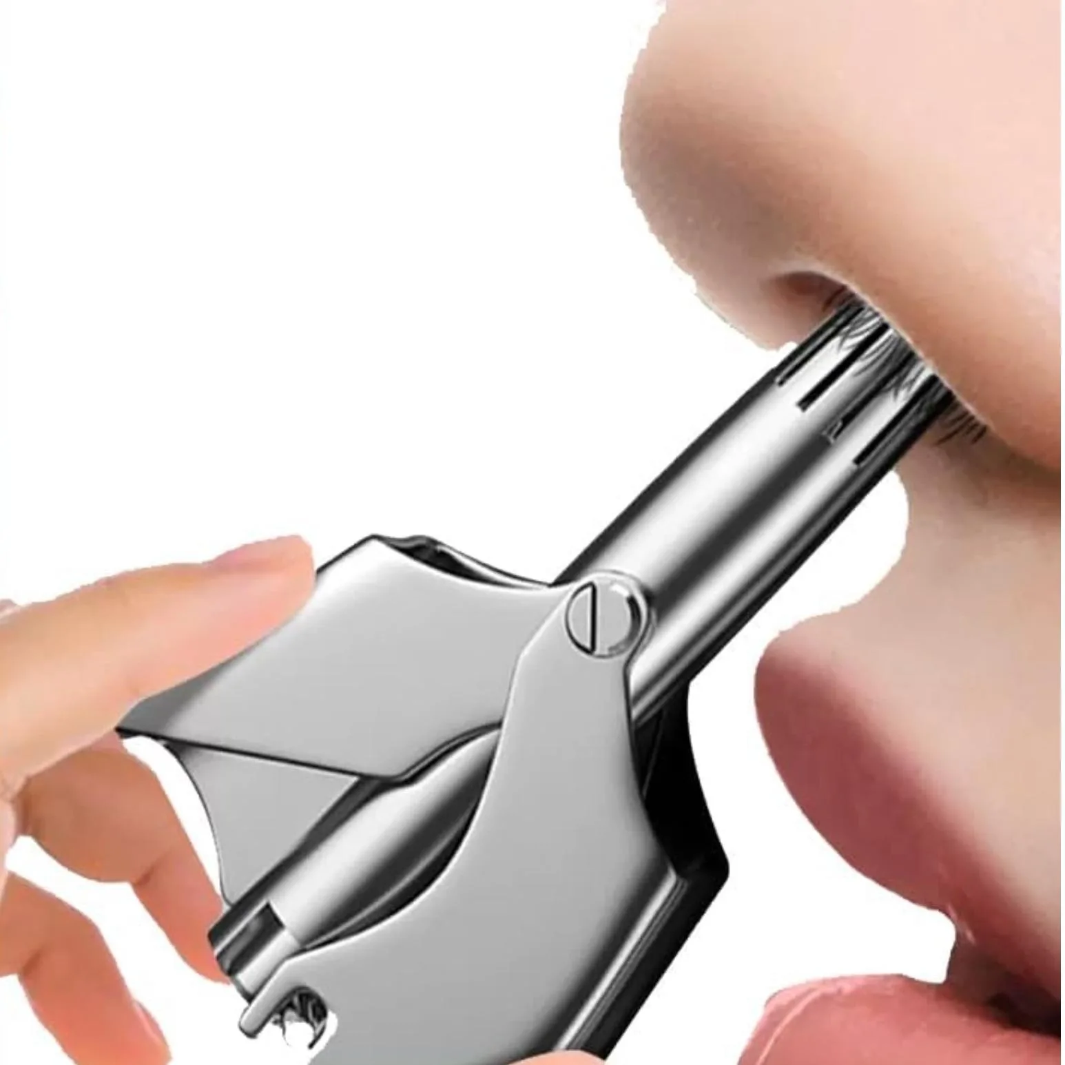 Manual Nose Hair Trimmer for Man & Woman, Stainless Steel 6-Teeth Nasal Clippers for Nose,ear,moustache ,No Battery Required