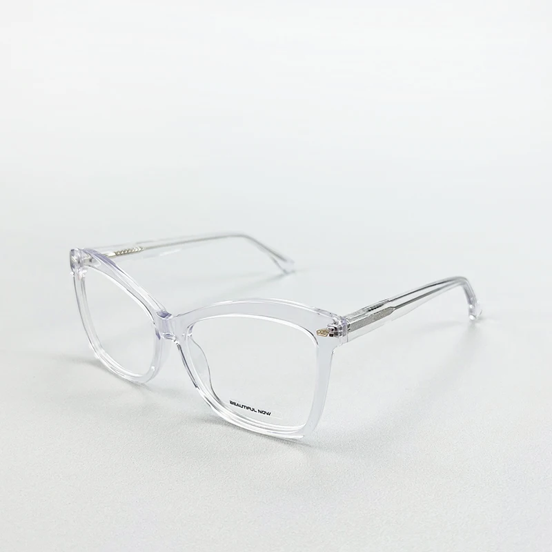 BEAUTIFUL NOW Monturas de anteojos con estampado de leopardo de acetato de gran tamaño y elegantes para lentes personalizadas graduadas