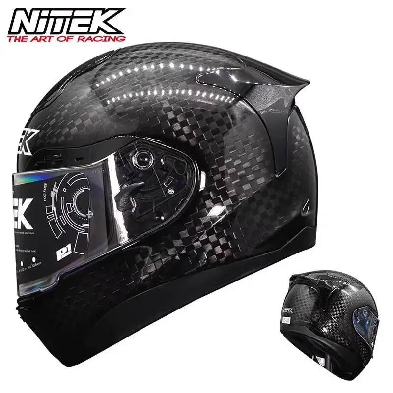 New NITEK Carbon Fibre Motorcycle Helmet ECE DOT Certification Full Face Off-road Helmet Professional Racing Cascos Para Moto