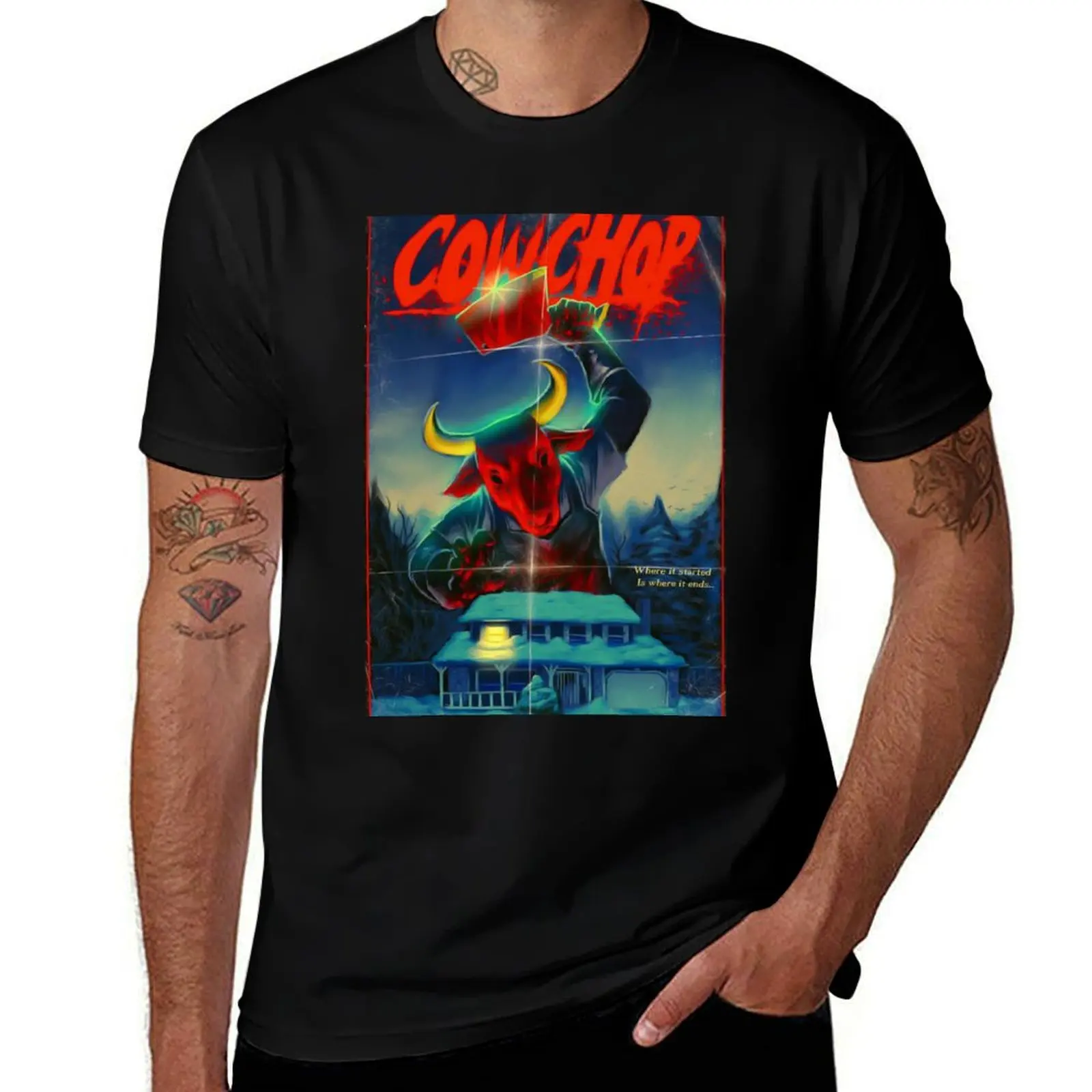 Cow chop T-Shirt Basic Solid Color Short Sleeve Cotton Top