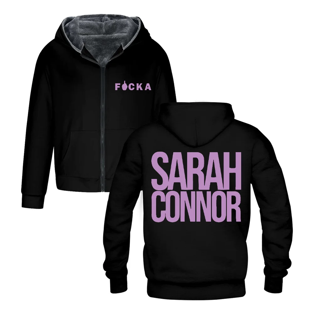 

Классическая толстовка с капюшоном Sarah Connor Merch, зимний пуловер с длинными рукавами, модная повседневная толстовка на молнии