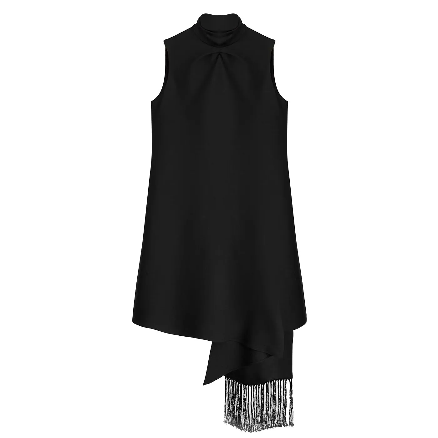 Top quality three-dimensional butterfly bow tassel silk wool blended sleeveless dress #Q2140