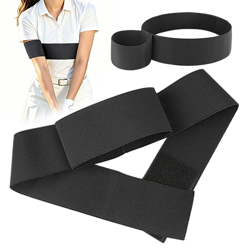 Golf Swing Training Arm Band Golf Hand Posture Corrector Adjustable Nylon Elastic Training Belt for Improving Distance Accuracy