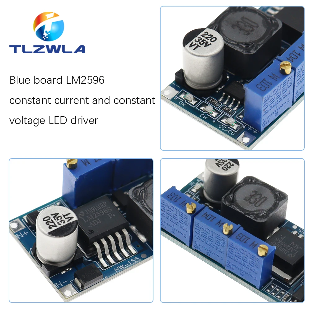 1PCS LM2596S DC-DC Constant Current Module LM2596 DC-DC 7V-35V Step-down Adjustable CC/CV Power Supply Module