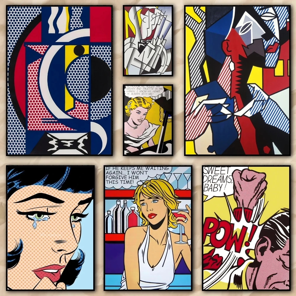 Painting Calligraphy Frameless Roy Lichtenstein Pop Abstract Art Canvas PosterWall Art Perfect For Home Decoration Holiday Gifts