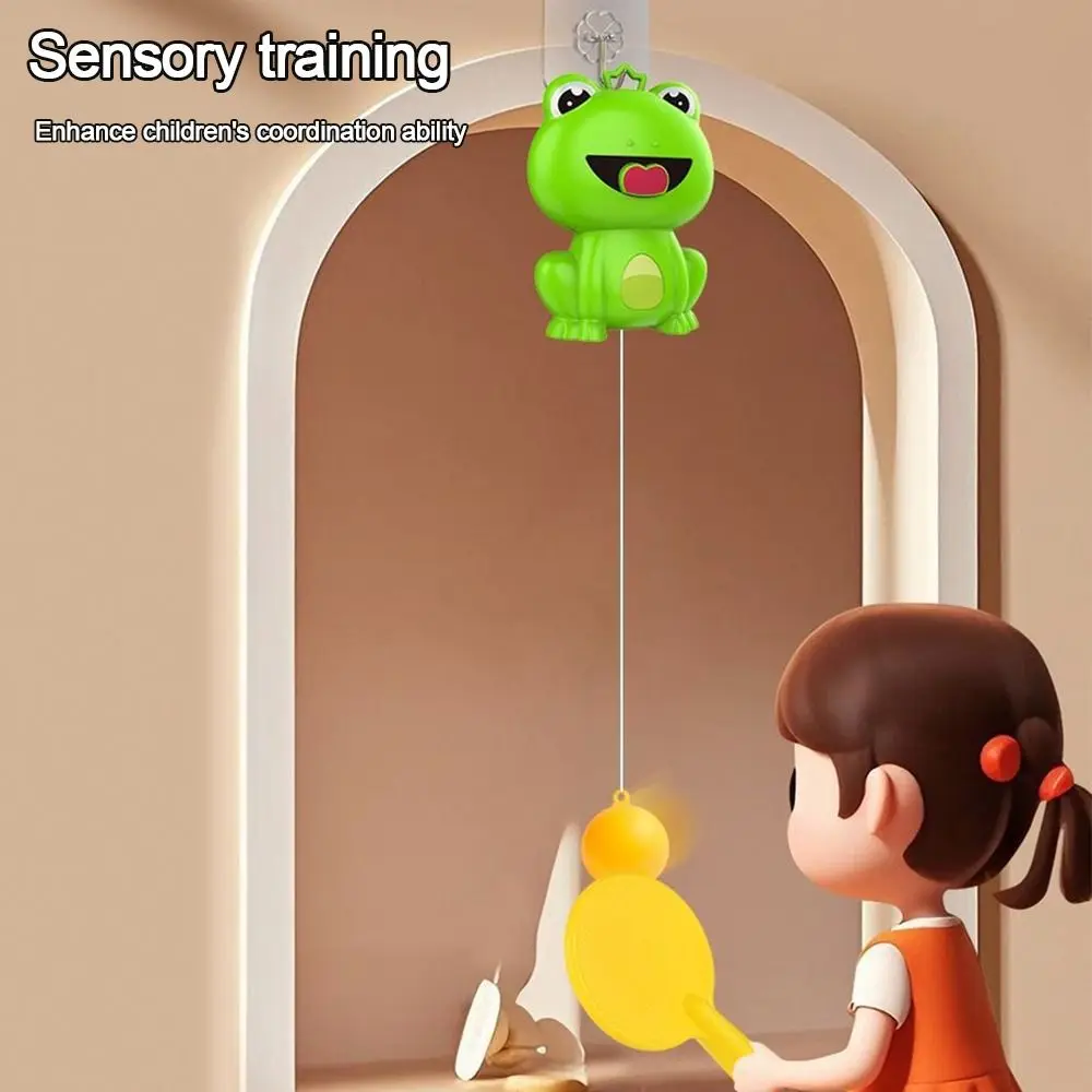 Wiszący trener tenisa stołowego dla dzieci, regulowany, do ćwiczeń wzroku, zestaw do tenisa stołowego, kreskówkowy, koordynacja oko-ręka