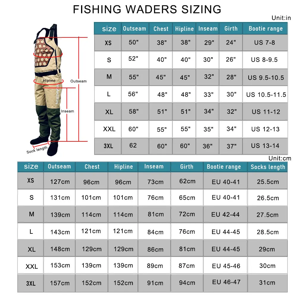 Stockingfoot impermeável Peito Waders Pesca para Homens e Mulheres, leve respirável Stream Calças, Outdoor Caça Fit, 4 Temporada