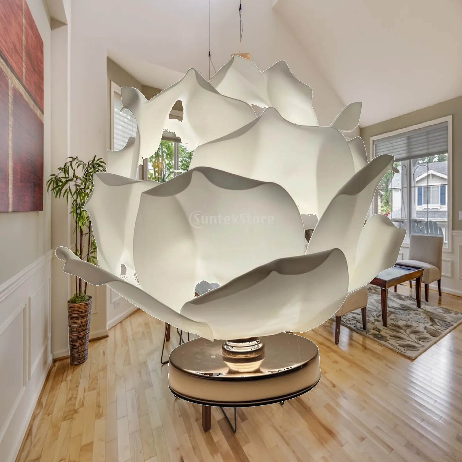 Flower Table Lamp with Mirrored Base Decorative Flower Table Lamp Diffused Glow Push-Button for Bedroom, Vanity