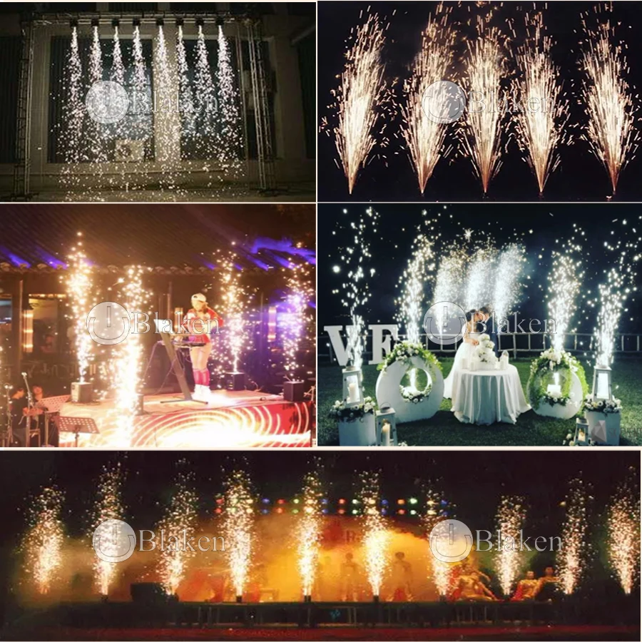 0 Tax 12Pcs 600W Cold Spark Machine With 3 Flight case Ti Powder Firework Wedding Dmx Remote Control Spark Fountain Machine