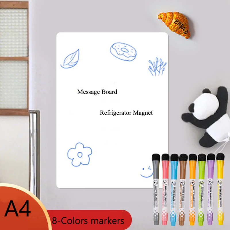 A4 Rounded Magnetic Whiteboard Reusable Refrigerator Sticker Dry Wipe Mark Graffiti,Write Memo,Message Board,Announcement Board