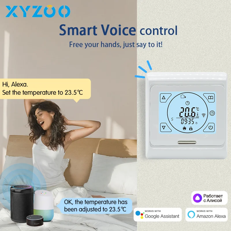 WiFi Tuya Water/Electric Floor Heating Thermostat Gas Boiler Smart Digital Temperature Control Tuya/Smart APP Alexa Google Voice