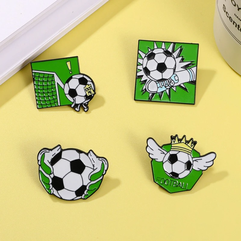 Personalized Football Game Pin Creative Metal Badge Brooch DIY Sports Award Souvenir for Clothes Bags Shoes Hat T-shirt Jeans