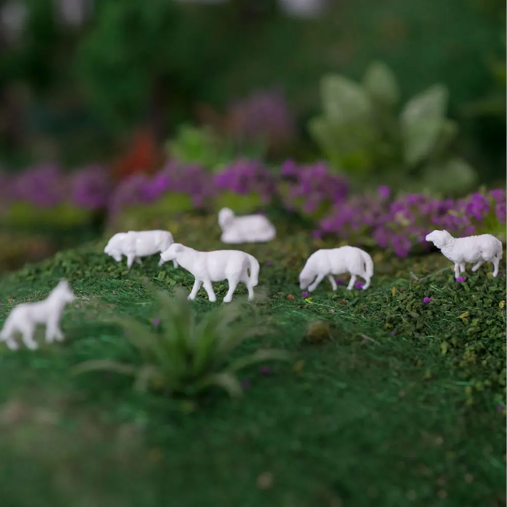 1:87 HO Scale UnPainted White Animals Sheep Model For Farm Sand Table Scene Layout Materials Diorama Kits 6Pcs
