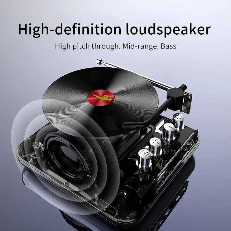 Wireless Vintage Retro Music Box Phonograph Speaker Support AUX TF Card USB Disk Player FM Radio