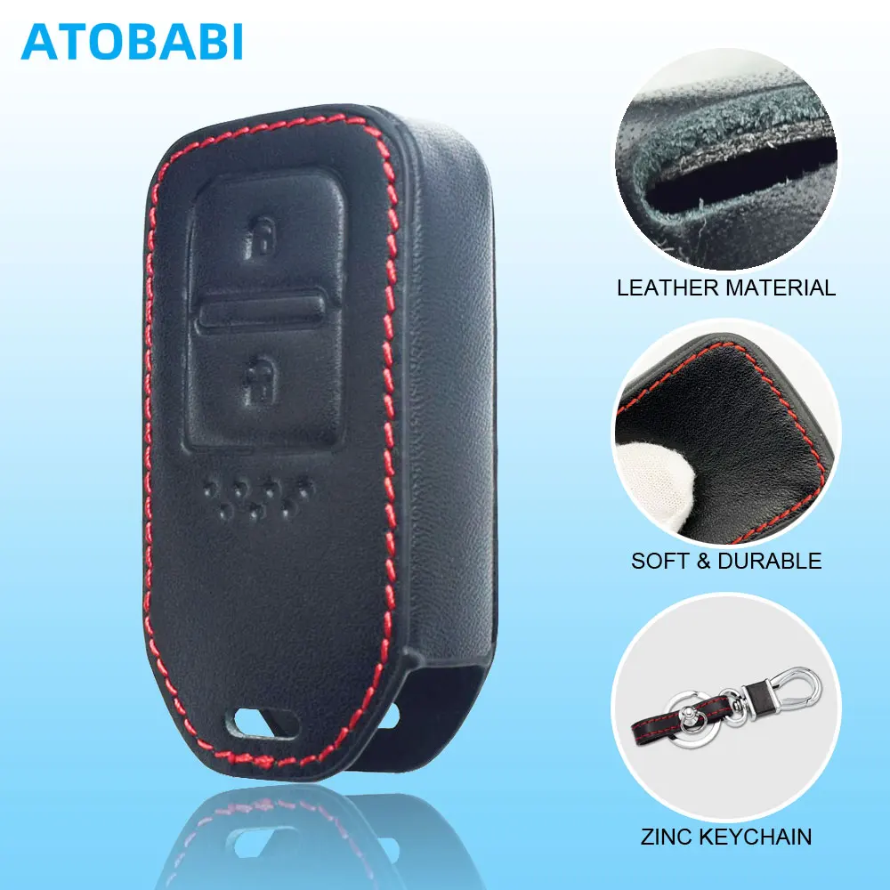2 Buttons Leather Car Key Cover Bag For Honda 2019 2020 Vezel XR-V HR-V Jazz City Crosstour Shuttle Smart Remote Fobs Shell Case