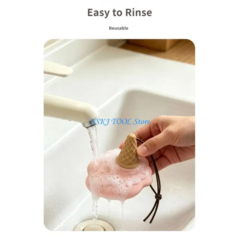 L8RC Creative Ice Cream Cone Door Stoppers Soft Rubber Nonslip Floor Protectors Detachable Hangable Anti Collision Pad For Home