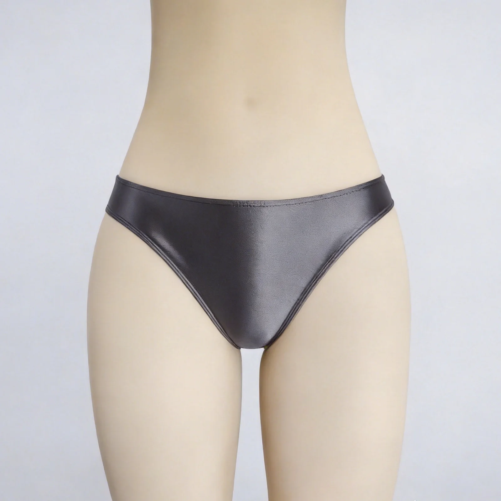 MJINM Women Low Waist Shiny Glossy Sports Briefs Stretchy Seamless Underwear Panties Gym Yoga Soft Dark Coffee Dark Gray