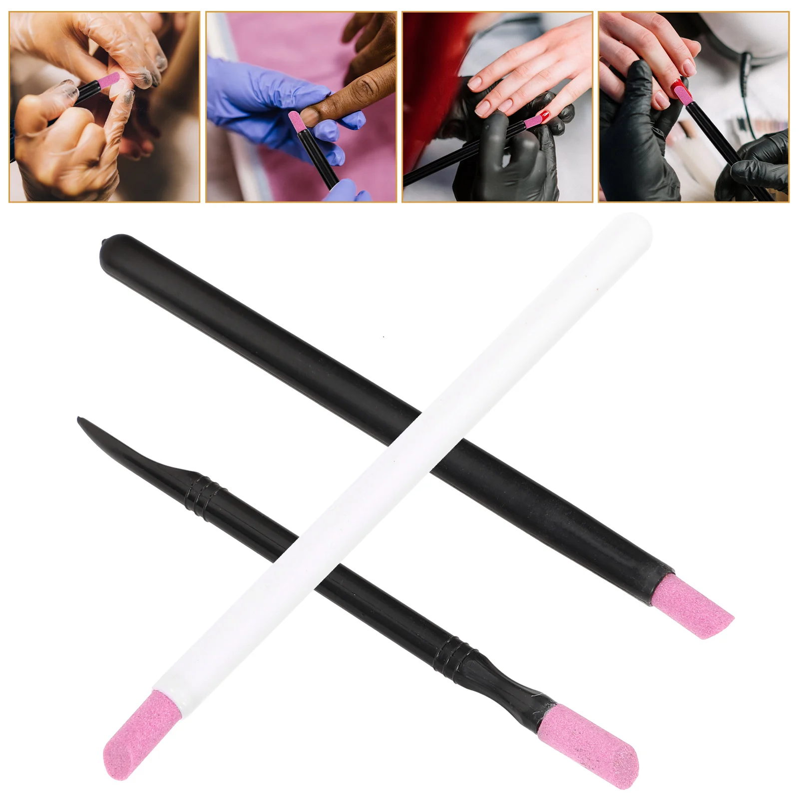 3 個の双頭研磨ペン 2-in-1 ネイル研削ファイル キューティクル除去用 マニキュアツール ネイル美容装置 角質除去ペン