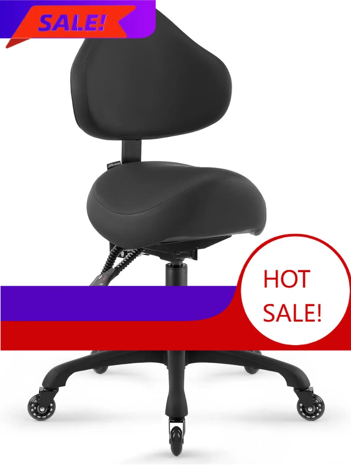 

Пневматический вращающийся стул-седло на колесиках с эргономичной спинкой для парикмахеров, стоматологов, клиник и салонов красоты