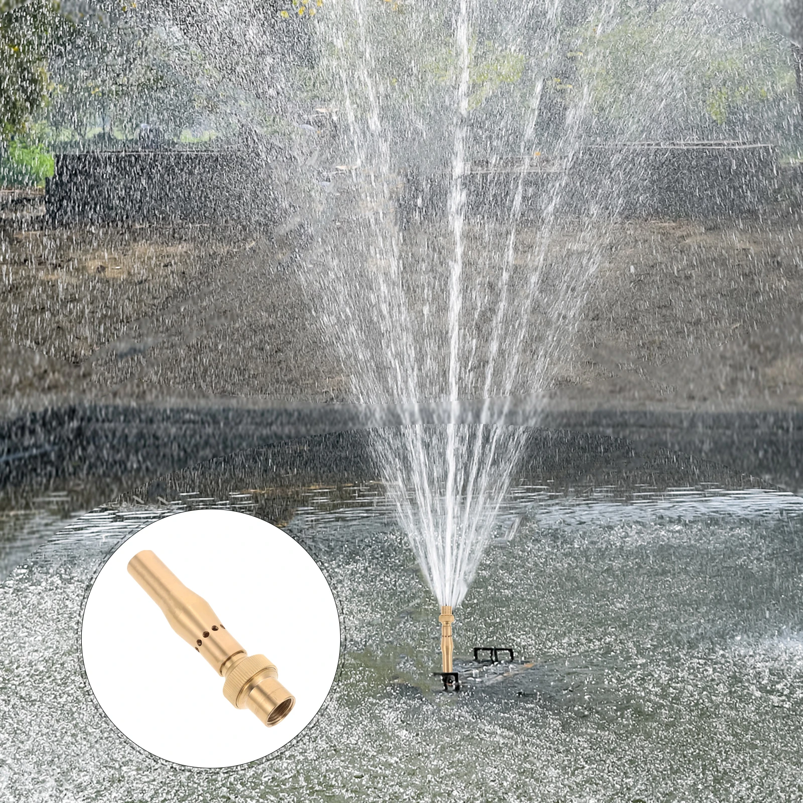 

1pcs Landscape Fountain Nozzle Adjustable Flow Garden Outdoor Water Feature Brass Pond Sprinkler Pool Pet Supplies