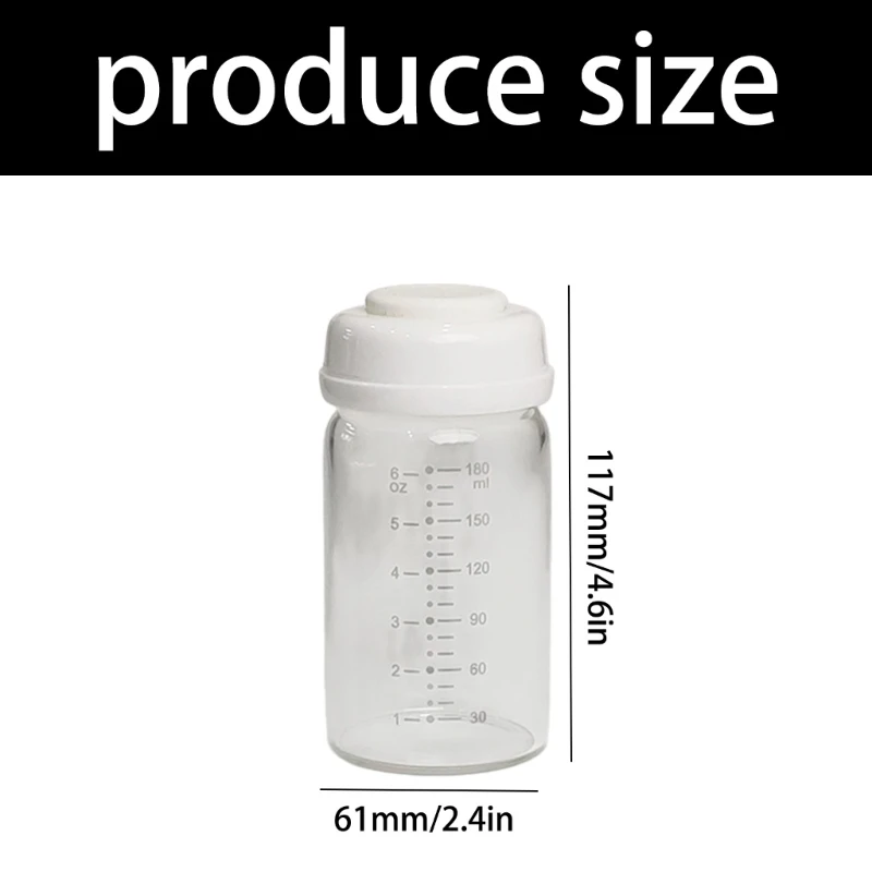 Upgrades 180ml Borosilicate Glass Baby Bottle with Leak Proof Silicone Seal & Measurement Markings for Breastfeeding 425F