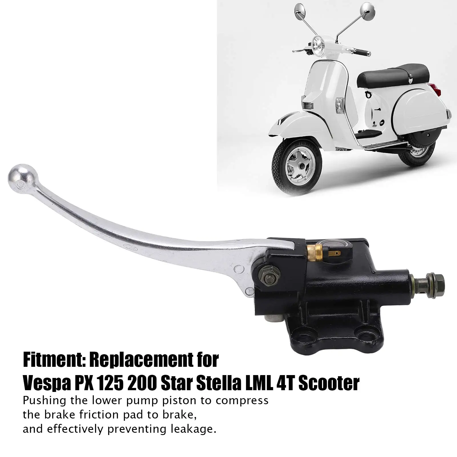 Cylinder hamulcowy hydrauliczny zespół pompy hamulca tarczowego górny prawy zamiennik ze stopu aluminium do skutera Vespa PX 125 200 — zdjęcie 4