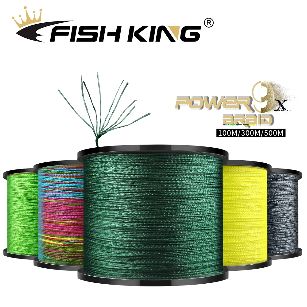 FISH KING 500M 300M PE Braided Fishing Line 9 Strand 20-100LB Multifilament Fishing Line for Carp Fishing Wire