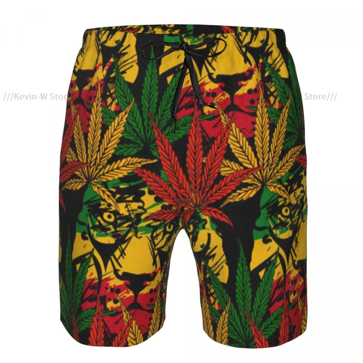 Summer Men's Swimwear Shorts Lion Rasta Pattern Beachwear Swim Trunks Men Swimsuit