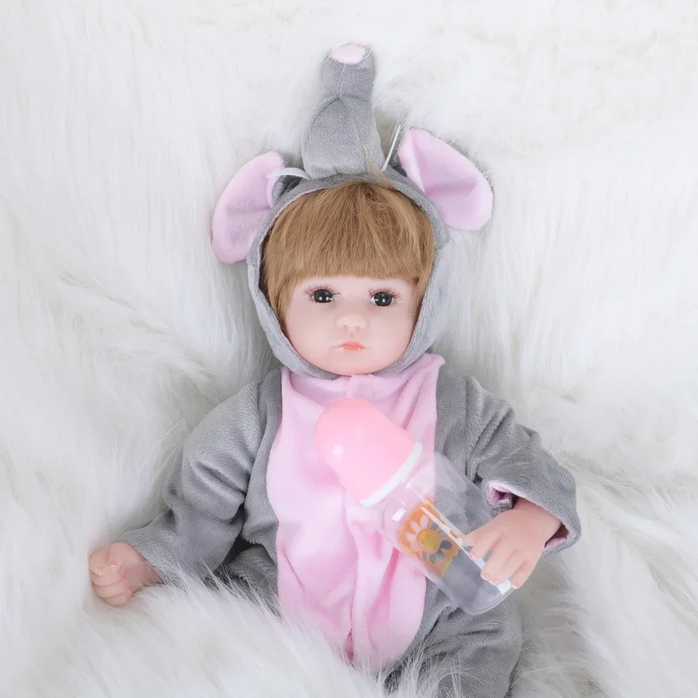 17inch  Girl Reborn Soft Silicone Lifelike Toy Doll Can Sit and Lie