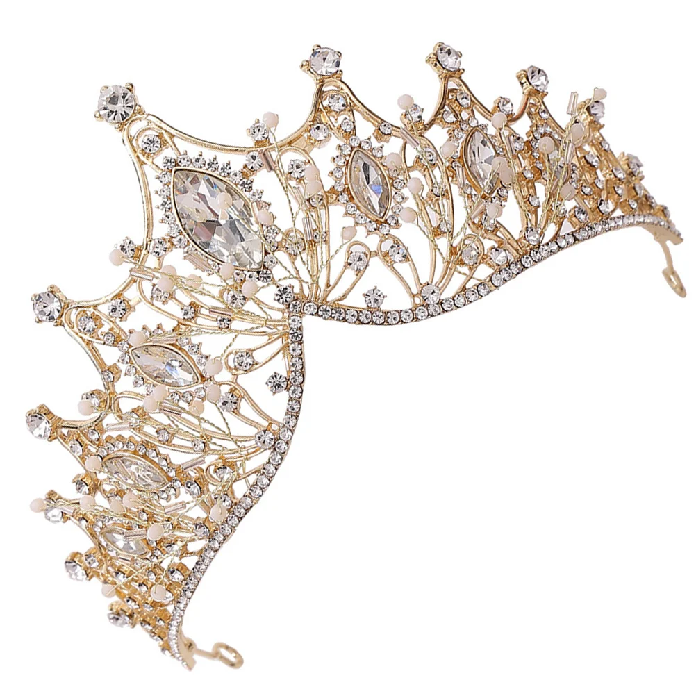 

Wedding Crown Golden Bridal Tiara Crystal Lightweight Elegant Headpiece for Bride Women Girls Party Engagement Decoration