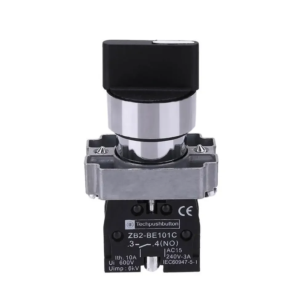 10A 3-Position On-Off-On Maintained Selector Switch XB2-BD33C With 45 Degree Rotation For Electrical Control Systems