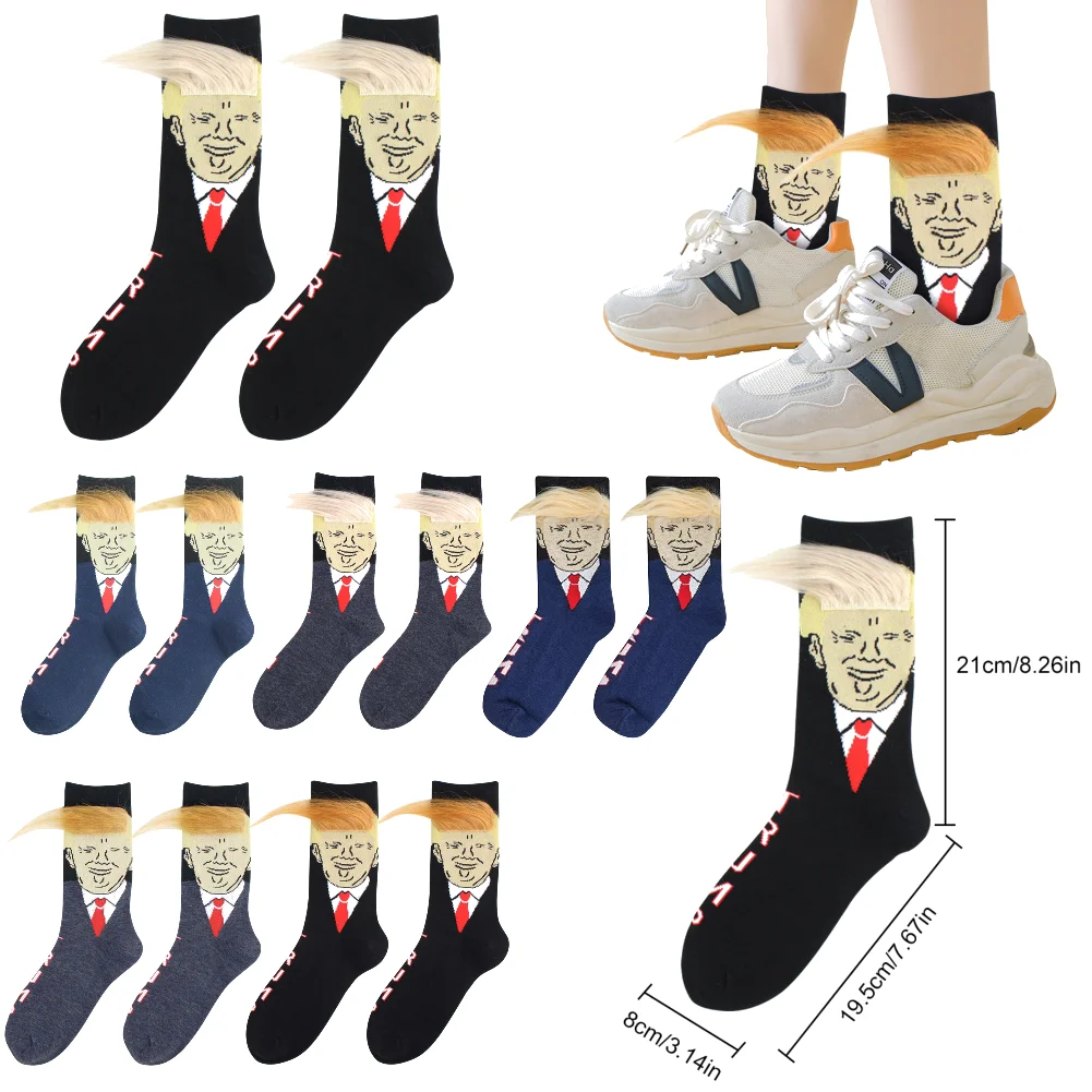 Trump Socks With Hair Trump Face Compression Socks Novelty Hip Hop Socks Soft Fashion Street Style Socks for Men Women