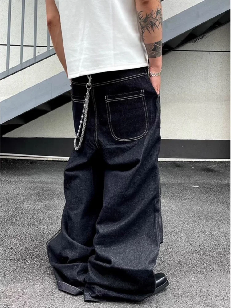 2025 Cyber Y2K Streetwear Black Baggy Cargo Jeans Pants For Men Clothing Straight Cotton Hip Hop Long Trousers Pantalon Hombre